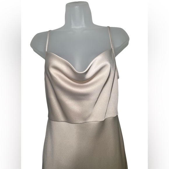 BHLDN New NWOT Cali Stretch Charmeuse Midi Dress Champagne Size 6 - Picture 3 of 6